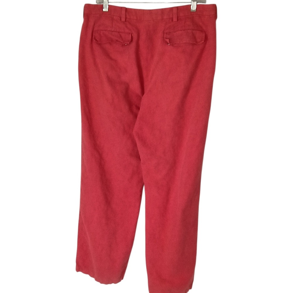 Banana Republic Womens Coral Red Linen Blend Straight Leg Trousers Size 12 - Picture 3 of 10